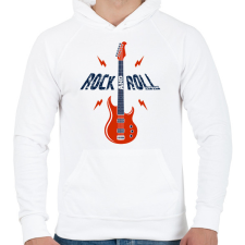 PRINTFASHION Rock and roll - Férfi kapucnis pulóver - Fehér férfi pulóver, kardigán