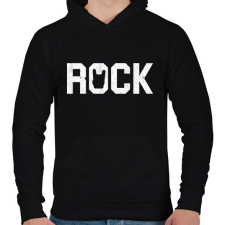 PRINTFASHION Rock and roll - Férfi kapucnis pulóver - Fekete férfi pulóver, kardigán