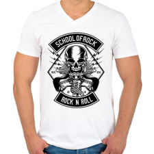 PRINTFASHION Rock and roll - Férfi V-nyakú póló - Fehér férfi póló