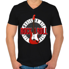 PRINTFASHION Rock and roll - Férfi V-nyakú póló - Fekete
