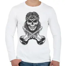 PRINTFASHION Rock gitáros koponya - Férfi hosszú ujjú póló - Fehér férfi póló