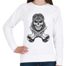 PRINTFASHION Rock gitáros koponya - Női pulóver - Fehér női pulóver, kardigán