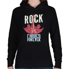 PRINTFASHION Rock mindörökké - Női kapucnis pulóver - Fekete női pulóver, kardigán