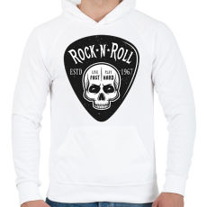 PRINTFASHION Rock 'n' Roll - Live fast, Play hard - Férfi kapucnis pulóver - Fehér