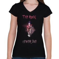 PRINTFASHION rock never die2 - Női V-nyakú póló - Fekete