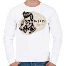 PRINTFASHION Rock & Roll - Férfi pulóver - Fehér férfi pulóver, kardigán