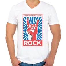PRINTFASHION Rock zene_ - Férfi V-nyakú póló - Fehér