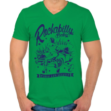 PRINTFASHION Rockabilly baby - Férfi V-nyakú póló - Zöld férfi póló