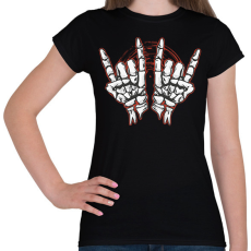 PRINTFASHION Rocker csontváz kezek - Női póló - Fekete