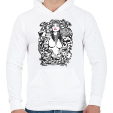PRINTFASHION Rocker fantasy tattoo art - Férfi kapucnis pulóver - Fehér