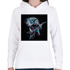 PRINTFASHION Rocker gitáros - Női kapucnis pulóver - Fehér