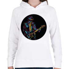 PRINTFASHION Rocker gitáros - Színes - Női kapucnis pulóver - Fehér női pulóver, kardigán
