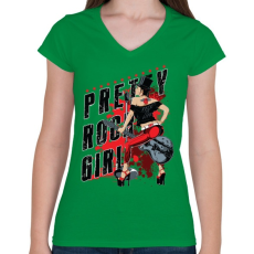 PRINTFASHION Rocker lány  - Női V-nyakú póló - Zöld
