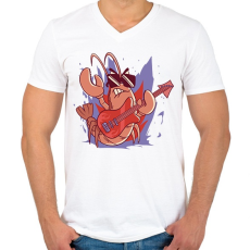 PRINTFASHION Rocker rák - Férfi V-nyakú póló - Fehér