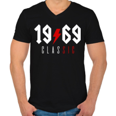 PRINTFASHION Rocker születésnap 1969 - Férfi V-nyakú póló - Fekete