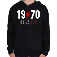PRINTFASHION Rocker születésnap 1970 - Gyerek kapucnis pulóver - Fekete