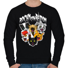 PRINTFASHION Rockmeowraton - Férfi pulóver - Fekete férfi pulóver, kardigán