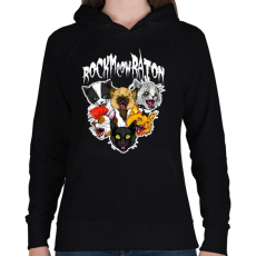 PRINTFASHION Rockmeowraton - Női kapucnis pulóver - Fekete