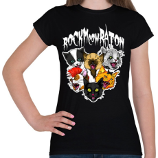 PRINTFASHION Rockmeowraton - Női póló - Fekete