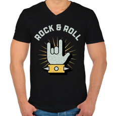 PRINTFASHION rocknroll - Férfi V-nyakú póló - Fekete