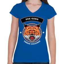 PRINTFASHION Róka banda  - Női V-nyakú póló - Királykék női póló