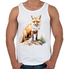 PRINTFASHION róka - Férfi atléta - Fehér atléta, trikó