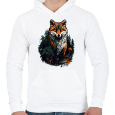 PRINTFASHION Róka  - Férfi kapucnis pulóver - Fehér férfi pulóver, kardigán