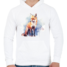 PRINTFASHION róka - Férfi kapucnis pulóver - Fehér férfi pulóver, kardigán
