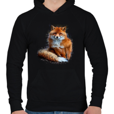 PRINTFASHION róka - Férfi kapucnis pulóver - Fekete