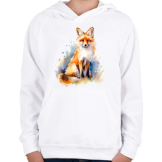 PRINTFASHION róka - Gyerek kapucnis pulóver - Fehér