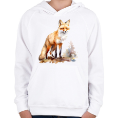 PRINTFASHION róka - Gyerek kapucnis pulóver - Fehér
