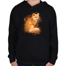 PRINTFASHION Róka - Gyerek kapucnis pulóver - Fekete gyerek pulóver, kardigán