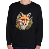 PRINTFASHION róka levelekkel - Gyerek pulóver - Fekete