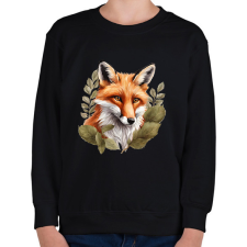 PRINTFASHION róka levelekkel - Gyerek pulóver - Fekete gyerek pulóver, kardigán