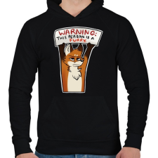 PRINTFASHION Róka minta - Férfi kapucnis pulóver - Fekete férfi pulóver, kardigán