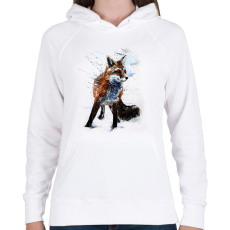 PRINTFASHION róka - Női kapucnis pulóver - Fehér