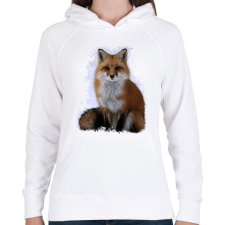 PRINTFASHION róka - Női kapucnis pulóver - Fehér női pulóver, kardigán