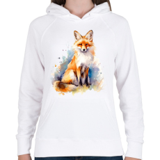 PRINTFASHION róka - Női kapucnis pulóver - Fehér