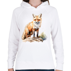 PRINTFASHION róka - Női kapucnis pulóver - Fehér