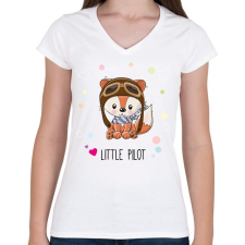 PRINTFASHION Róka - Női V-nyakú póló - Fehér női póló