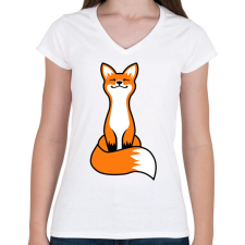 PRINTFASHION Róka - Női V-nyakú póló - Fehér női póló