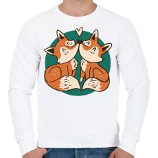 PRINTFASHION Róka pár - Férfi pulóver - Fehér