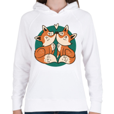 PRINTFASHION Róka pár - Női kapucnis pulóver - Fehér