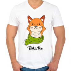 PRINTFASHION Róka úr - Férfi V-nyakú póló - Fehér