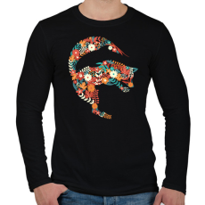 PRINTFASHION Róka virágokból - Férfi hosszú ujjú póló - Fekete