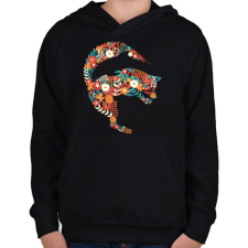 PRINTFASHION Róka virágokból - Gyerek kapucnis pulóver - Fekete gyerek pulóver, kardigán