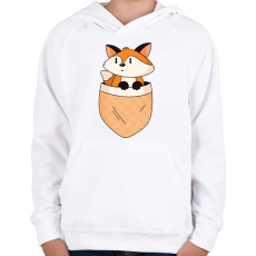 PRINTFASHION Róka zsebminta - Gyerek kapucnis pulóver - Fehér