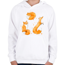 PRINTFASHION rókák - Gyerek kapucnis pulóver - Fehér gyerek pulóver, kardigán