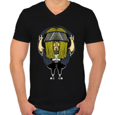 PRINTFASHION Rokker - Férfi V-nyakú póló - Fekete