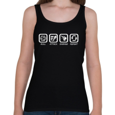 PRINTFASHION Roll, Attack, Damage, Repeat - Női atléta - Fekete női trikó